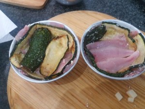 Parmigiana con filetti di triglia e zucchine