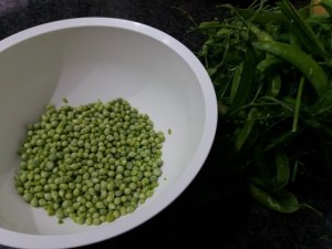 Bucatini lardiati con piselli pomodori secchi e mazzancolle