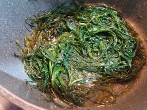 Mafalde alla gricia con agretti su fonduta di pecorino di Pienza