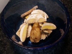 Ravioli ripieni di ricotta e mortadella con zucca e porcini