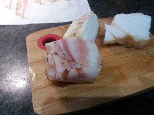 Baccala foderato al guanciale su crema di friarielli