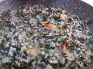 Risotto profumato al limone con spinaci e fasulare