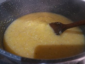 Pancetta cotta a bassa temperatura su polenta di farina di mais macinata a pietra e tzatziki alla zucca