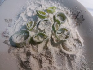 Flan di broccoli con porro e polpo fritti