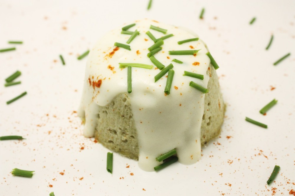 Flan di carciofi e baccala con crema di parmigiano