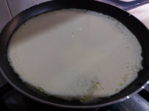 Crepes all'ortolana su fonduta di gorgonzola