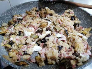 Totano imbottito alle melanzane su crema di burrata pugliese