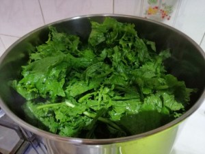 Flan di friarielli con crema di baccala