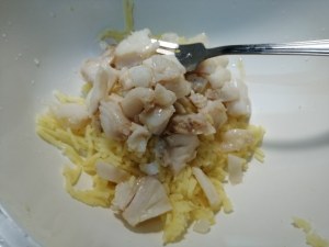 Paccheri ripieni di baccala e patate con crema di cavolfiore giallo