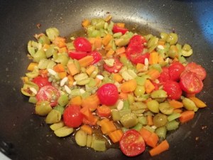 Polpette di pesce spada su caponata siciliana