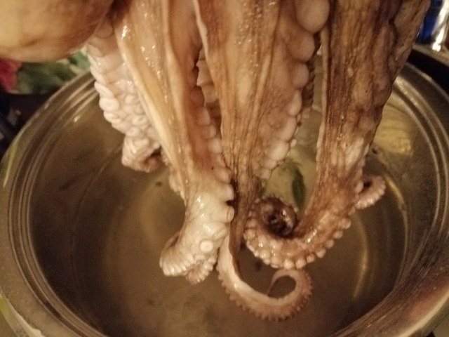 Polpo alla Galiziana con pure di patate viola