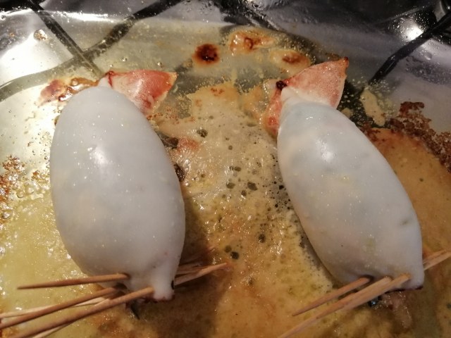 Totano imbottito con cavolo nero e camembert su polenta taragna