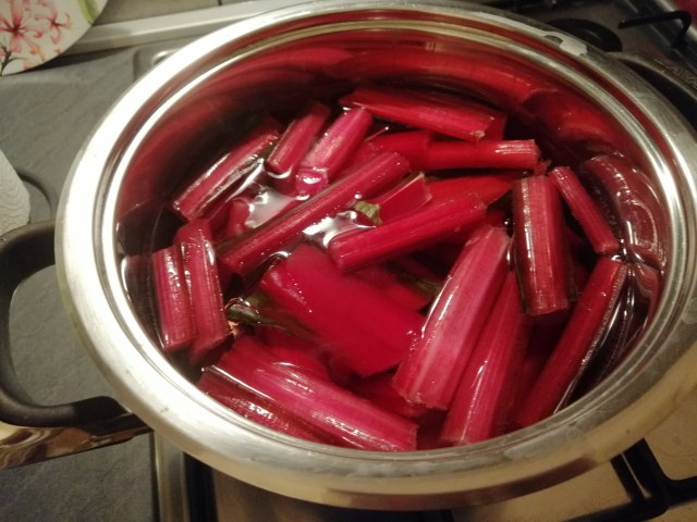 Scaloppine di tonno al bergamotto e bietole a costa rossa ripassate in padella