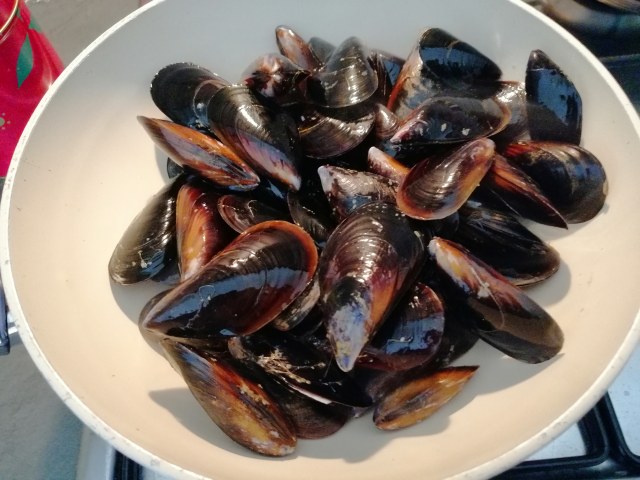 Risotto allo zafferano con cozze e gremolada