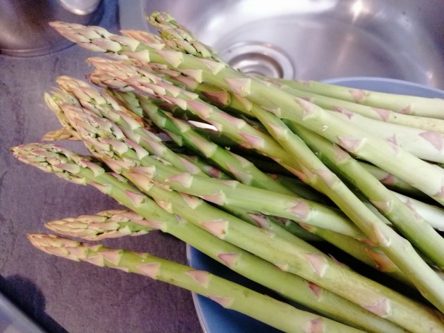 Mezze maniche con asparagi guanciale formaggio di capra e nocciole