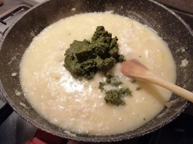 Risotto con baccala crema di cime di rapa e patate